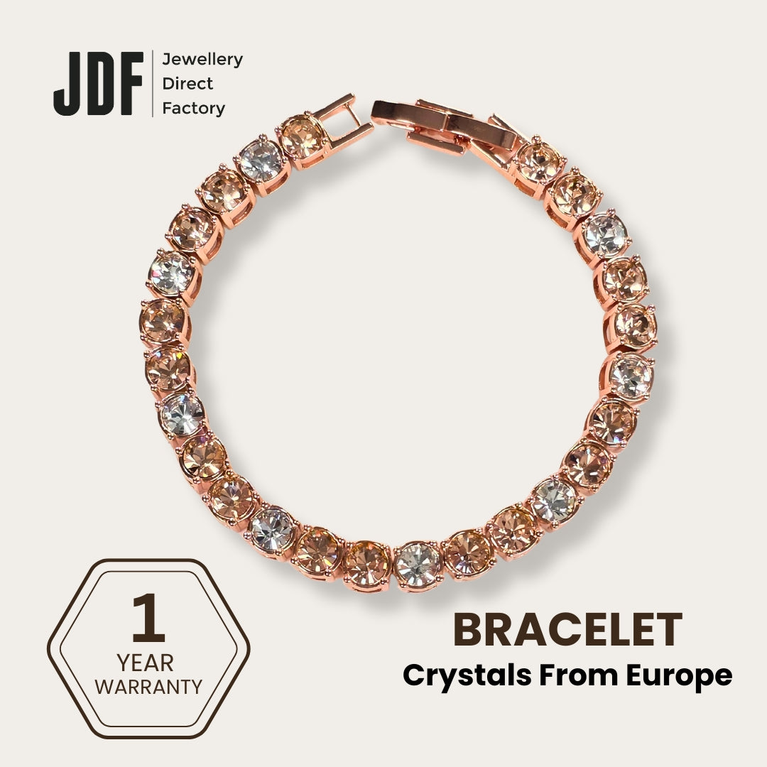 Tennis Bracelet 5mm with Crystal From Europe, Crystal Bracelet, Rose Gold, Crystal From Europe, One-Year Warranty - Jewellery Direct Factory in alabaster background