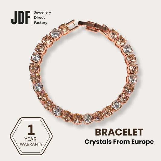Tennis Bracelet 5mm with Crystal From Europe, Crystal Bracelet, Rose Gold, Crystal From Europe, One-Year Warranty - Jewellery Direct Factory in alabaster background