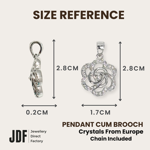 Rose Knot Pendant with Crystal From Europe, Crystal Pendant, Size Reference, Crystal From Europe, One-Year Warranty - Jewellery Direct Factory in alabaster background