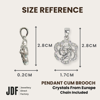 Rose Knot Pendant with Crystal From Europe, Crystal Pendant, Size Reference, Crystal From Europe, One-Year Warranty - Jewellery Direct Factory in alabaster background