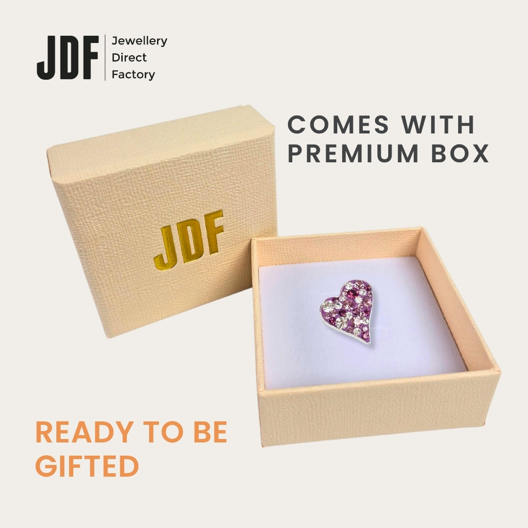 Shinning Heart Brooch with Crystals from Europe, Brooch, Packaging Display, Crystals from Europe, One-Year Warranty - Jewellery Direct Factory in alabaster background