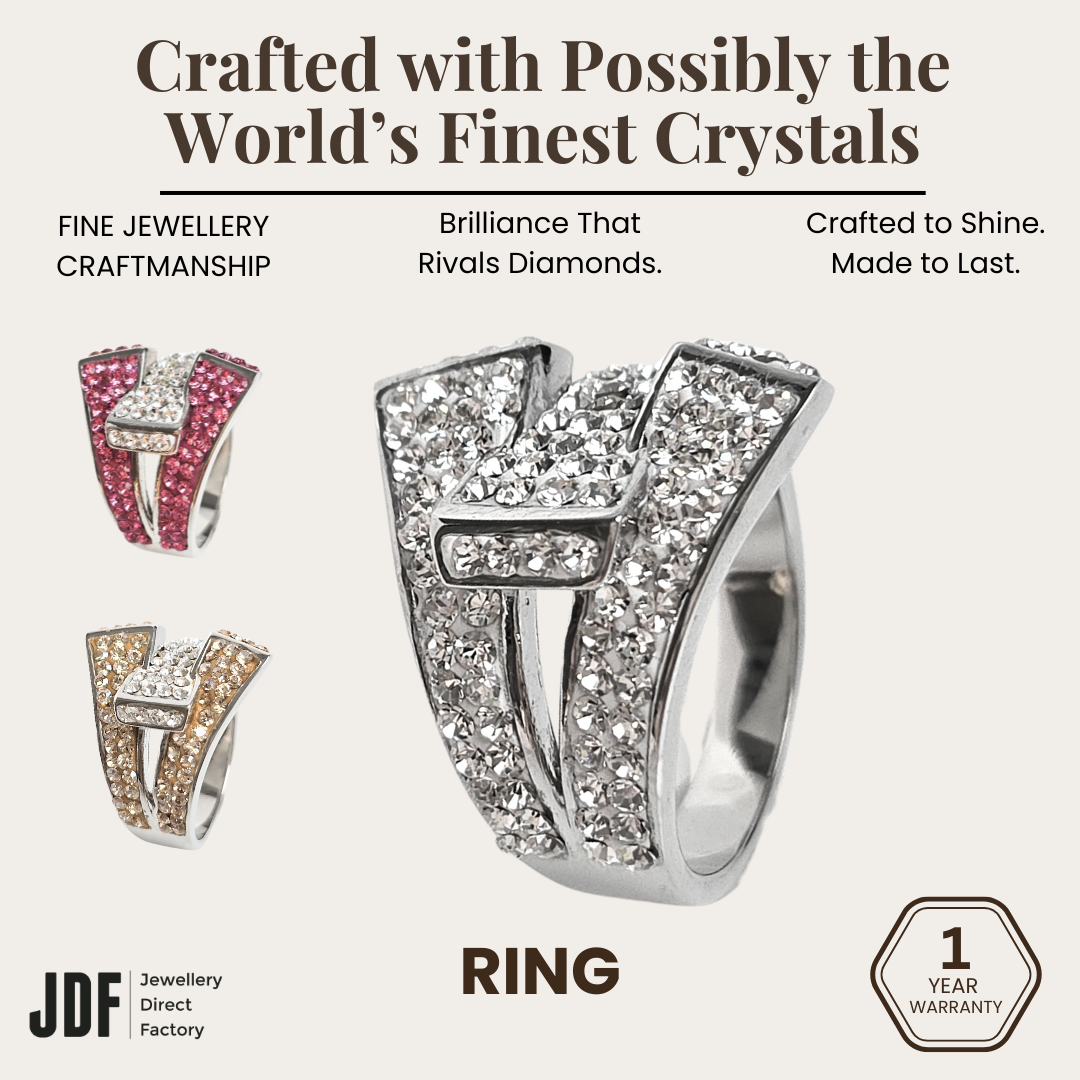 Signature Belt Design Ring with Crystals from Europe