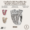 Signature Belt Design Ring with Crystals From Europe, Crystal Ring, White Pink Gold, Crystals From Europe, One-Year Warranty - Jewellery Direct Factory in alabaster background