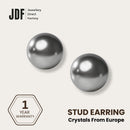 Elegant 12mm Pearl Stud Earrings with Crystals from Europe, Crystal Earrings, Silver, Crystals from Europe, One-Year Warranty - Jewellery Direct Factory in alabaster background