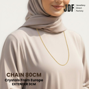 Simple Opera Chain, Necklace, Worn by Model, One-Year Warranty - Jewellery Direct Factory in alabaster background