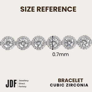 Sparkling Halo Round Bracelet with Cubic Zirconia, Crystal Bracelet, Size Reference, Cubic Zirconia, One-Year Warranty - Jewellery Direct Factory in alabaster background