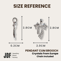 Sparkling Ribbon Bowknot Pendant, Pendant, Size Reference, Crystals from Europe, One-Year Warranty - Jewellery Direct Factory in alabaster background