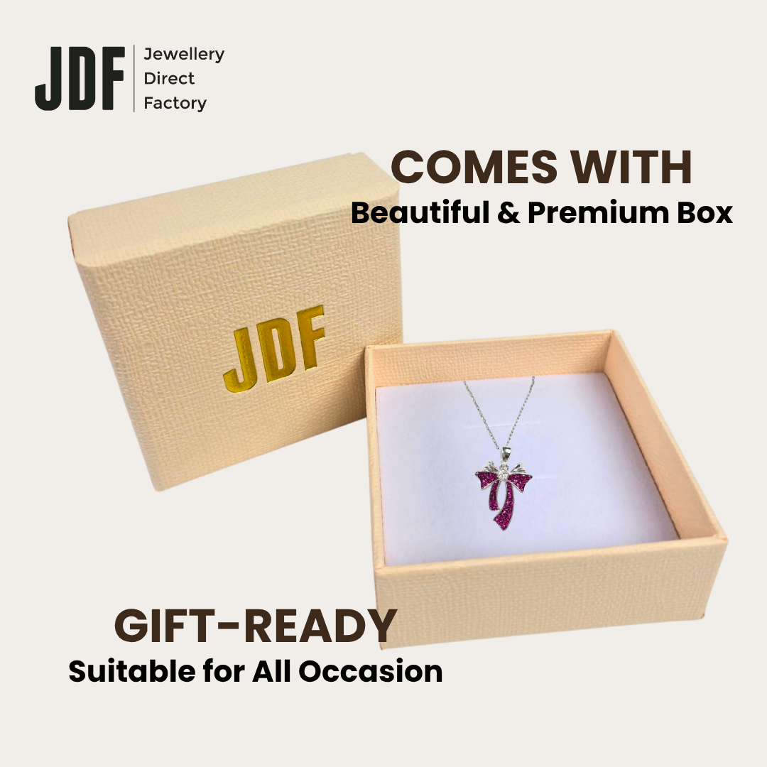 Sparkling Ribbon Bowknot Pendant, Pendant, Packaging Display, Crystals from Europe, One-Year Warranty - Jewellery Direct Factory in alabaster background