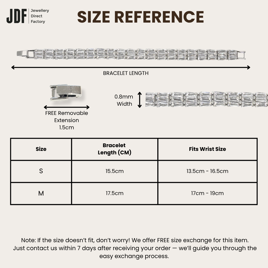 Spiga Triple-Row Bracelet with Cubic Zirconia, Crystal Bracelet, Size Reference, Cubic Zirconia, Three-Month Warranty - Jewellery Direct Factory in alabaster background