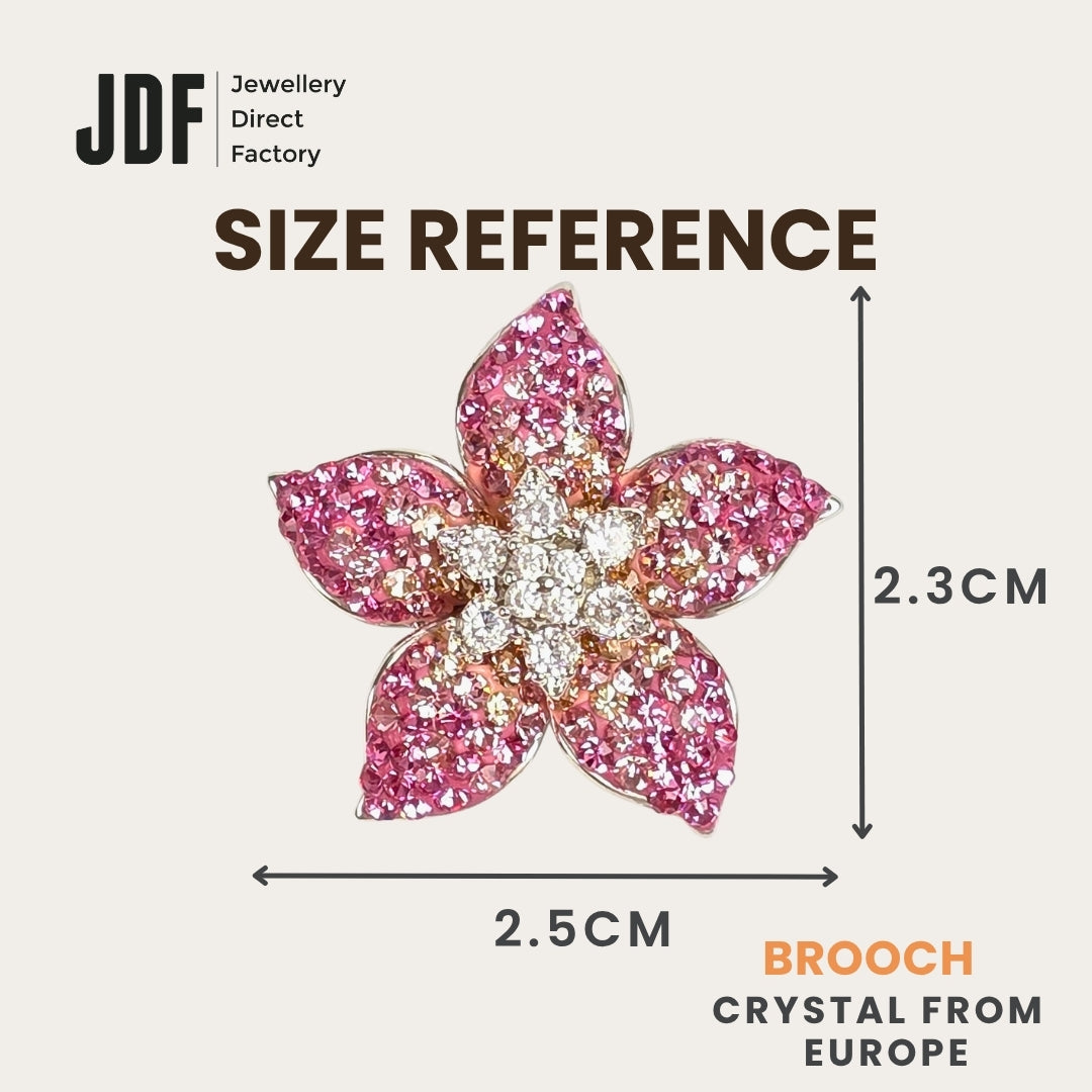 Spinning Flower Brooch with Crystal From Europe, Brooch, Size Reference, Crystals from Europe, One-Year Warranty - Jewellery Direct Factory in alabaster background