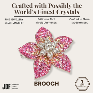 Spinning Flower Brooch with Crystal From Europe, Brooch, Pink, Crystals from Europe, One-Year Warranty - Jewellery Direct Factory in alabaster background
