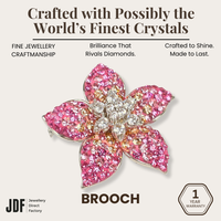 Spinning Flower Brooch with Crystal From Europe, Brooch, Pink, Crystals from Europe, One-Year Warranty - Jewellery Direct Factory in alabaster background