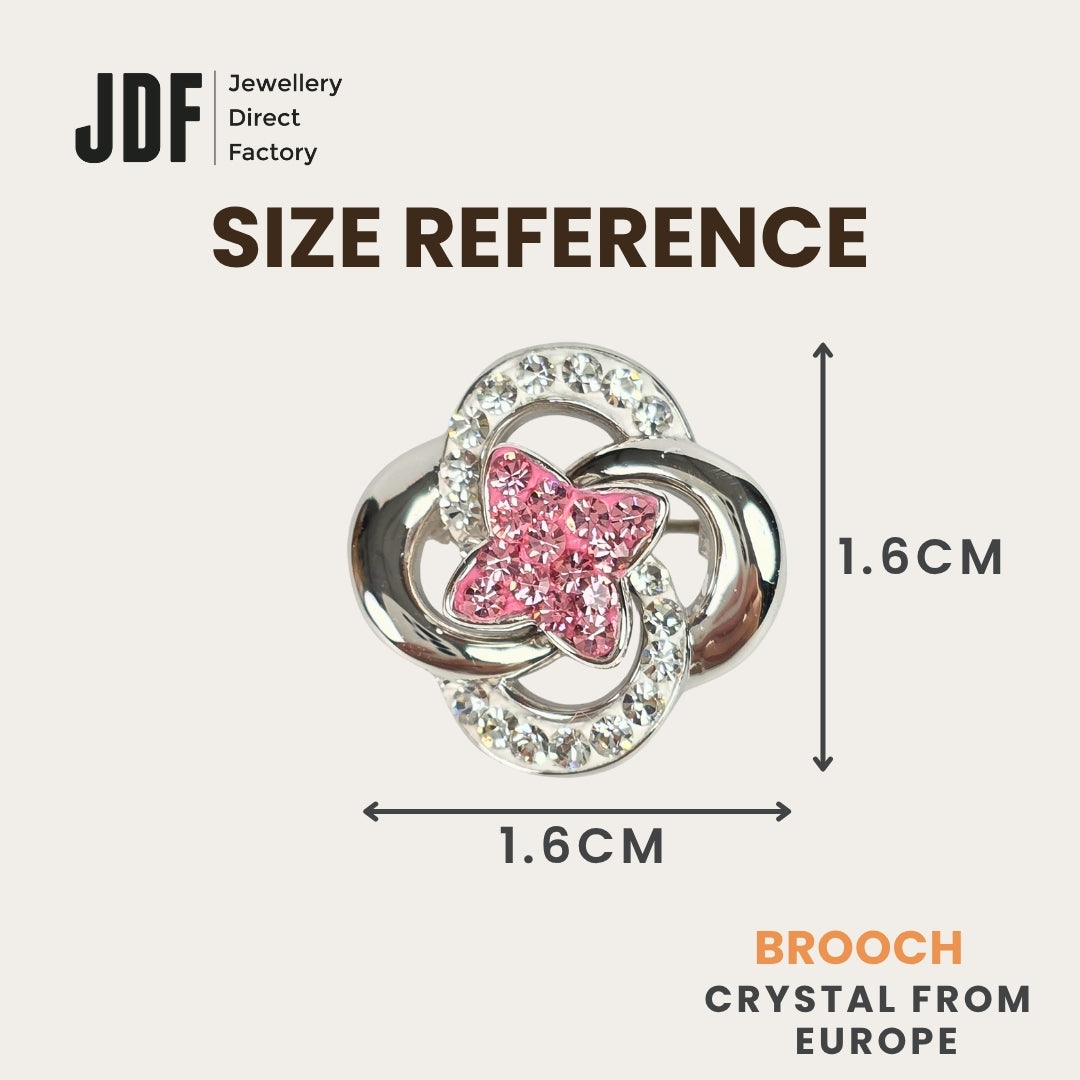 Spinning Petal Brooch with Crystals from Europe, Brooch, Size Reference, Crystals from Europe, One-Year Warranty - Jewellery Direct Factory in alabaster background