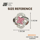 Spinning Petal Brooch with Crystals from Europe, Brooch, Size Reference, Crystals from Europe, One-Year Warranty - Jewellery Direct Factory in alabaster background