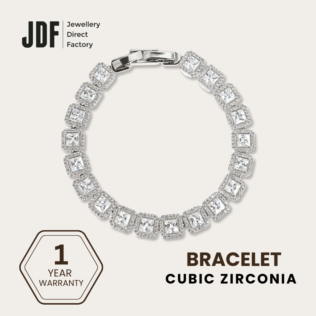 Elegant Square Princess Cut Bracelet with Cubic Zirconia