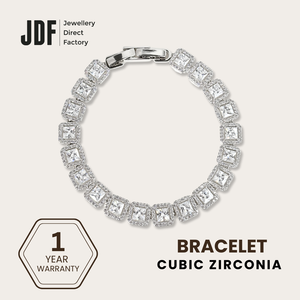 Elegant Square Princess Cut Bracelet with Cubic Zirconia