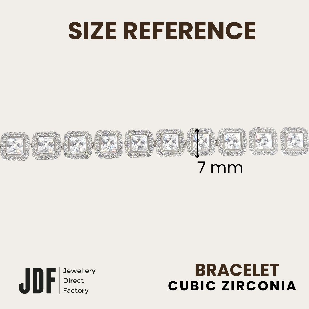 Elegant Square Princess Cut Bracelet with Cubic Zirconia