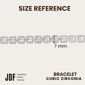 Elegant Square Princess Cut Bracelet with Cubic Zirconia
