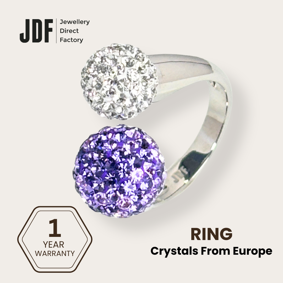 Double Lollipop Ring with Crystals from Europe