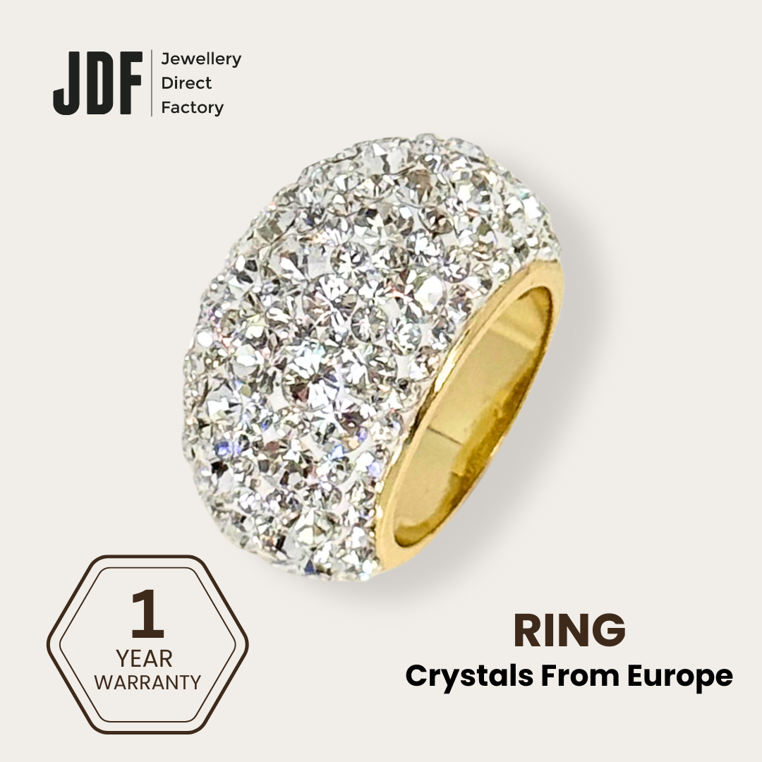 Exclusive Wide Band Ring with Crystals from Europe