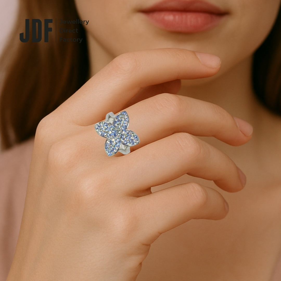 Queen Butterfly Ring with Crystals from Europe