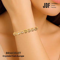 Tennis Bracelet 5mm with Crystal From Europe, Crystal Bracelet, Worn by Model, Crystal From Europe, One-Year Warranty - Jewellery Direct Factory in alabaster background