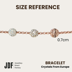 Triple-Flavor Lollipop Bracelet with Crystals From Europe, Crystal Bracelet, Size Reference, Crystals From Europe, One-Year Warranty - Jewellery Direct Factory in alabaster background