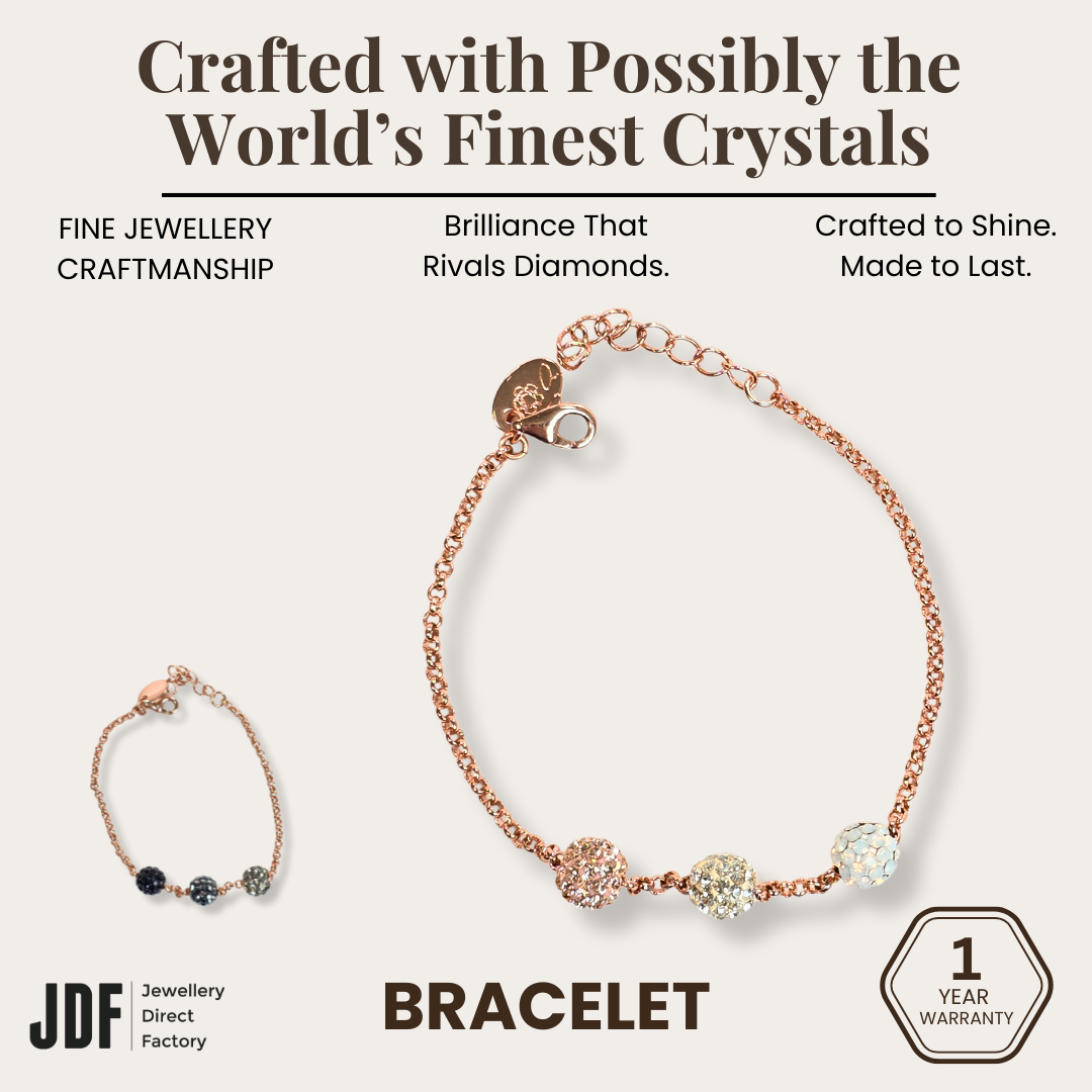 Triple-Flavor Lollipop Bracelet with Crystals From Europe, Crystal Bracelet, Rose Gold, Champagne, Crystals From Europe, One-Year Warranty - Jewellery Direct Factory in alabaster background