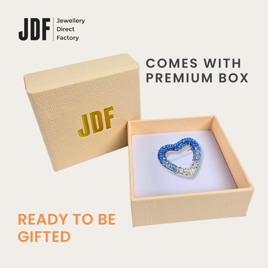 True Love Heart Brooch with European Crystals, Brooch, Packaging Display, Crystals from Europe, One-Year Warranty - Jewellery Direct Factory in alabaster background