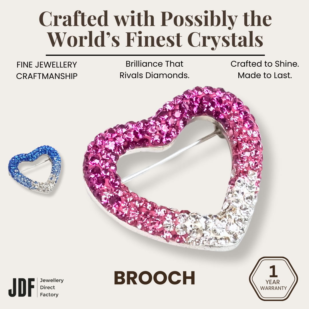 True Love Heart Brooch with European Crystals