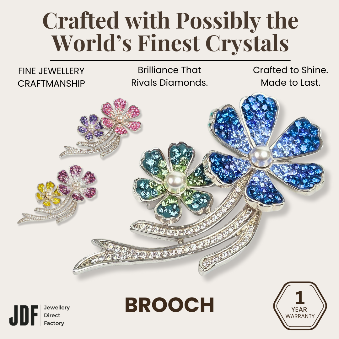 Twin Blossom Pearl Brooch