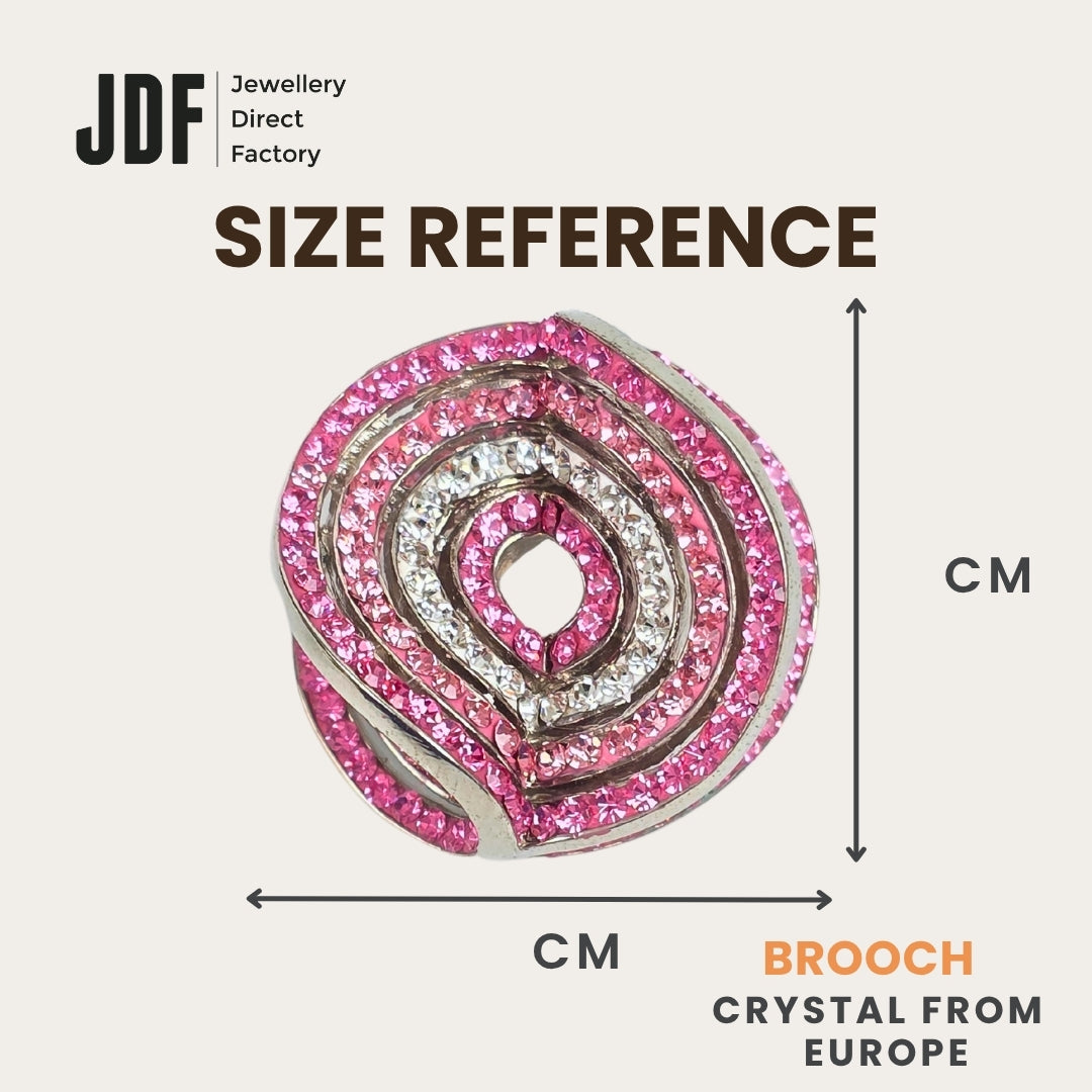 Unique 2-Layer Brooch with Crystals from Europe, Brooch, Size Reference, Crystals from Europe, One-Year Warranty - Jewellery Direct Factory in alabaster background
