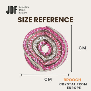 Unique 2-Layer Brooch with Crystals from Europe, Brooch, Size Reference, Crystals from Europe, One-Year Warranty - Jewellery Direct Factory in alabaster background