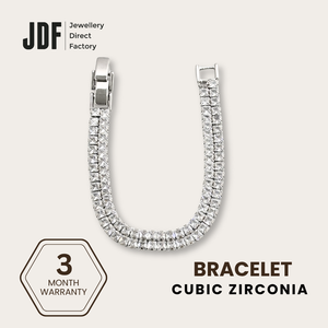 Angular Double-Row Bracelet with Cubic Zirconia, Crystal Bracelet, White, Cubic Zirconia, Three-Month Warranty - Jewellery Direct Factory in alabaster background