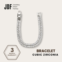Angular Double-Row Bracelet with Cubic Zirconia, Crystal Bracelet, White, Cubic Zirconia, Three-Month Warranty - Jewellery Direct Factory in alabaster background