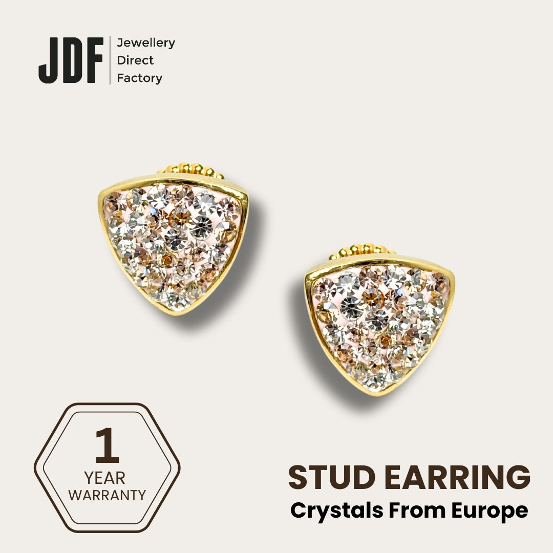 Aurora Shield Earrings with Crystals From Europe, Crystal Earrings, White, Crystals From Europe, One-Year Warranty - Jewellery Direct Factory in alabaster background