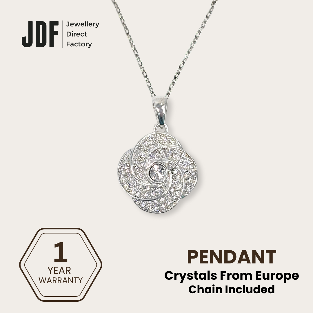 Blooming Rose Pendant with Crystal From Europe