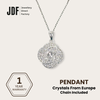 Blooming Rose Pendant with Crystal From Europe, Crystal Pendant, White, Crystal From Europe, One-Year Warranty - Jewellery Direct Factory in alabaster background