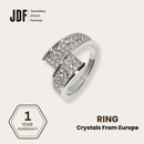 Bypass Pave Ring with Crystal From Europe, Ring, White, Crystals from Europe, One-Year Warranty - Jewellery Direct Factory in alabaster background