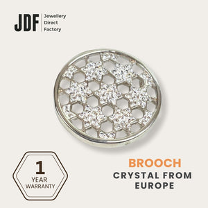 Celestial Star Chain Brooch with European Crystals, Brooch, White, Crystals from Europe, One-Year Warranty - Jewellery Direct Factory in alabaster background