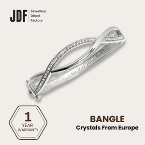 Crossover Radiance Bangle, Bracelet, White, One-Year Warranty - Jewellery Direct Factory in alabaster background