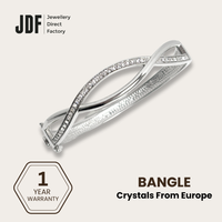 Crossover Radiance Bangle, Bracelet, White, One-Year Warranty - Jewellery Direct Factory in alabaster background
