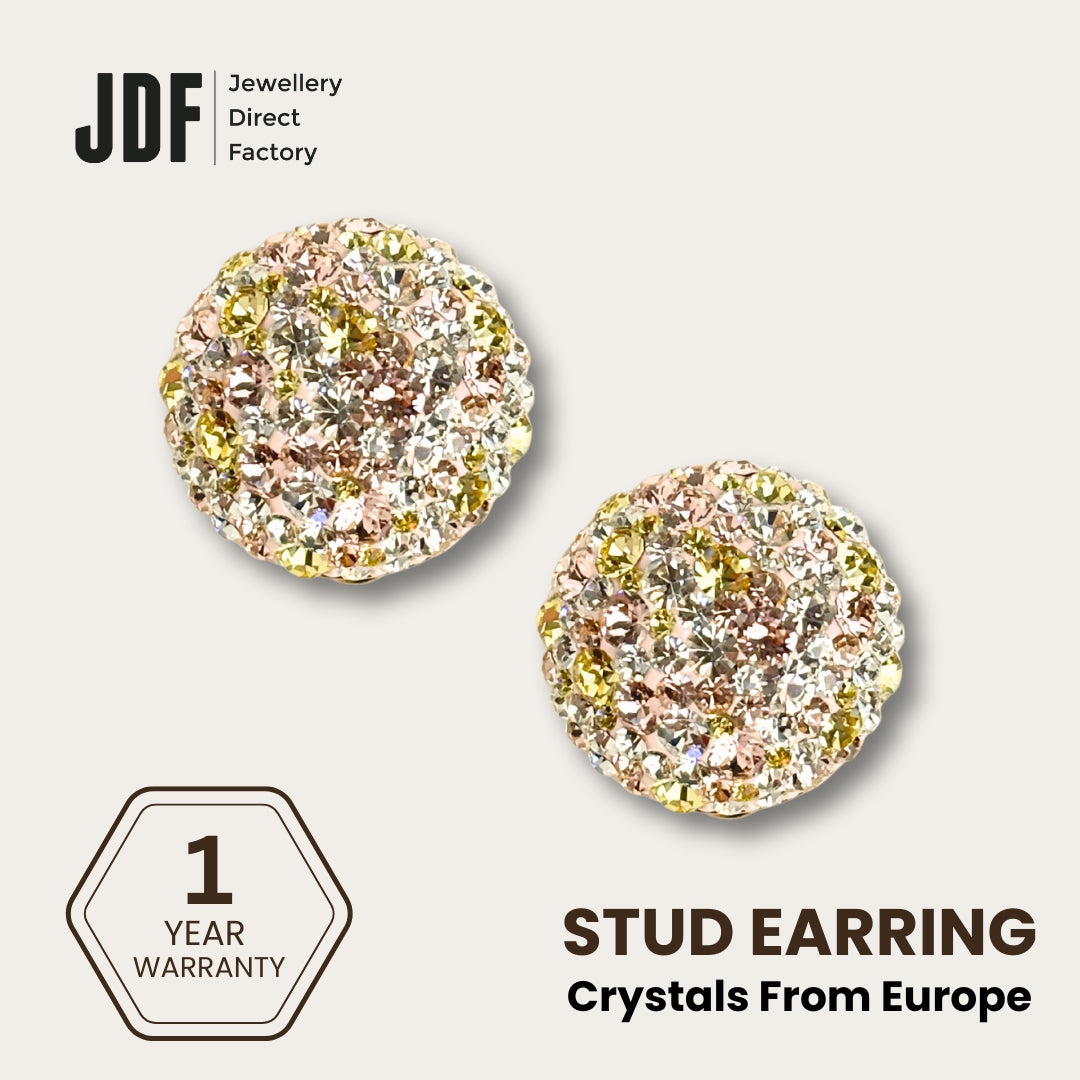 Elegant Dome Earclips with Crystals from Europe, Crystal Earrings, White, Crystals from Europe, One-Year Warranty - Jewellery Direct Factory in alabaster background