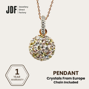 Elegant Dome Pendant with Crystal From Europe, Crystal Pendant, White, Crystal From Europe, One-Year Warranty - Jewellery Direct Factory in alabaster background