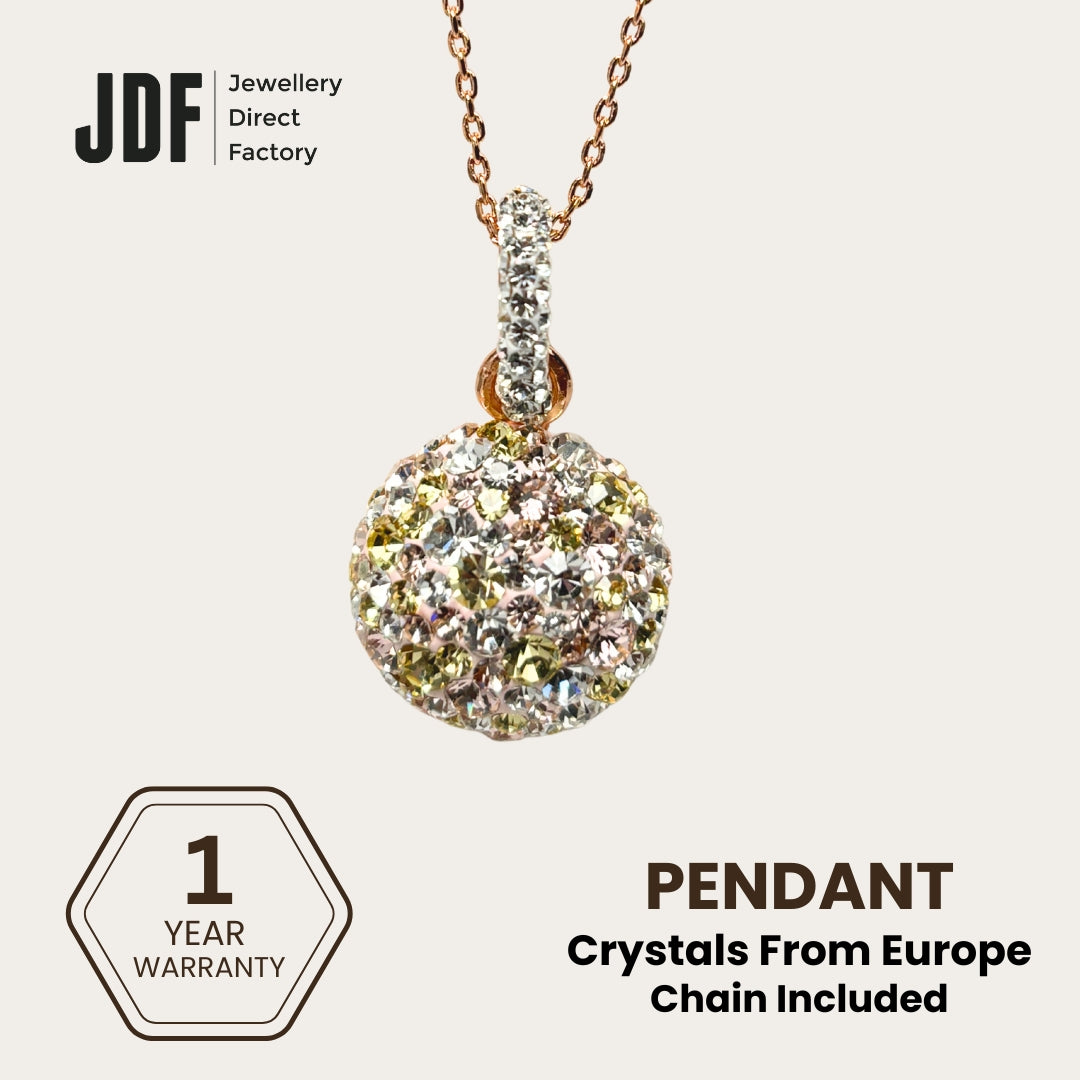Elegant Dome Pendant with Crystal From Europe, Crystal Pendant, White, Crystal From Europe, One-Year Warranty - Jewellery Direct Factory in alabaster background