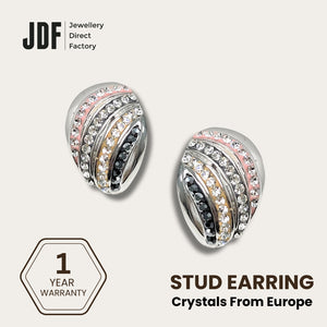 Elegant Seashell Stud Earrings with Crystals from Europe, Crystal Earrings, White, Crystals from Europe, One-Year Warranty - Jewellery Direct Factory in alabaster background