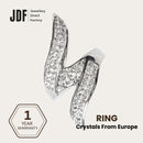 Elegant Swirl Ring with Crystals From Europe, Crystal Ring, White, Crystals From Europe, One-Year Warranty - Jewellery Direct Factory in alabaster background