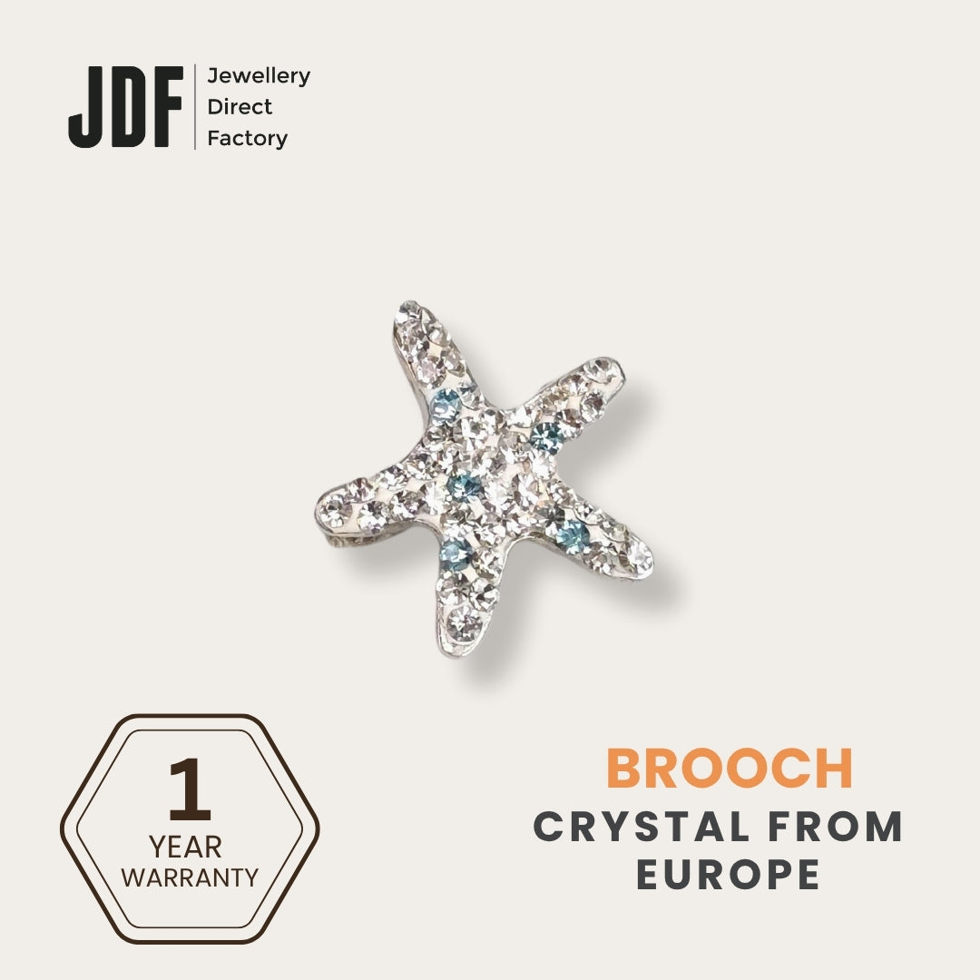 Glam Starfish Brooch with Crystal From Europe, Brooch, White, Crystals from Europe, One-Year Warranty - Jewellery Direct Factory in alabaster background