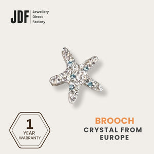 Glam Starfish Brooch with Crystal From Europe, Brooch, White, Crystals from Europe, One-Year Warranty - Jewellery Direct Factory in alabaster background
