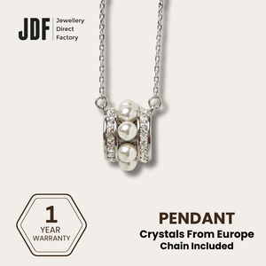Eternity Baby Pearl Lulutong Necklace, Pearl Necklace, White Gold, One-Year Warranty - Jewellery Direct Factory in alabaster background